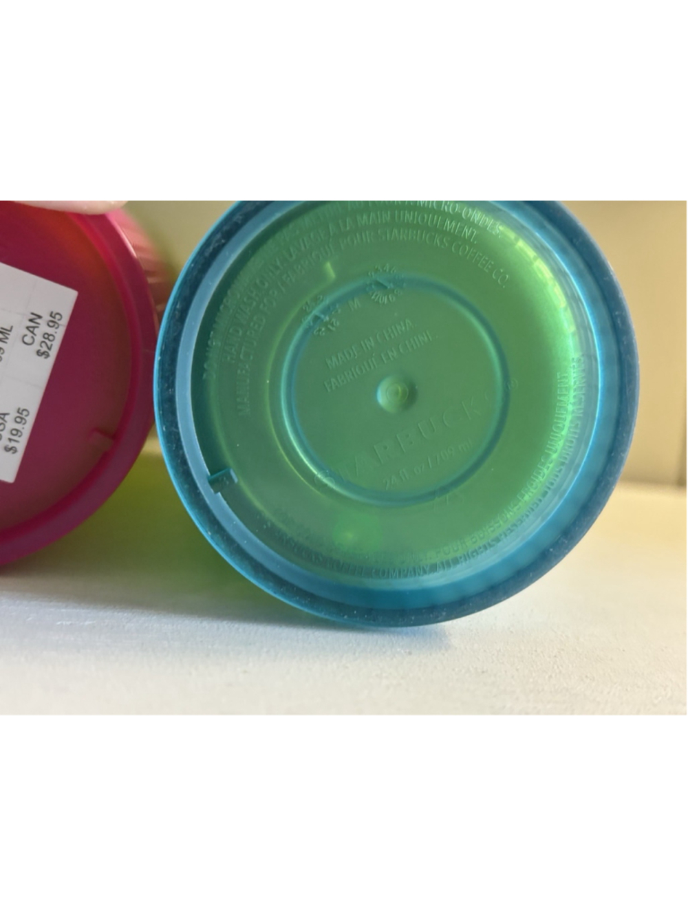 Lot (3) Starbucks Tumbler 24 oz Venti Iridescent Ombré Grid Vibrant Pink Green + - Picture 8 of 12